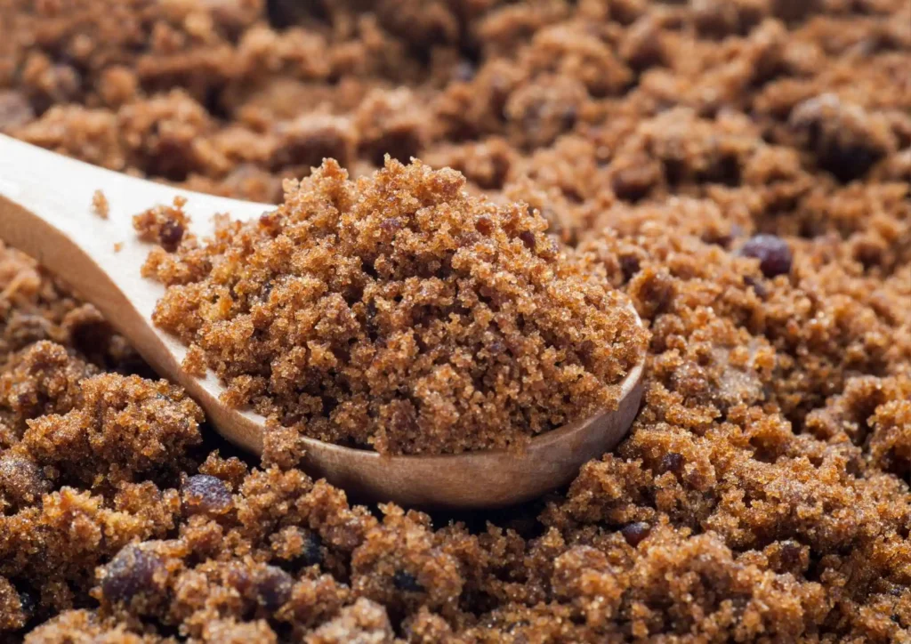 brown sugar on the wooden spoon