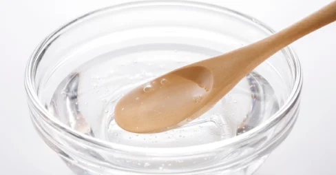 syrup on the glass bowl