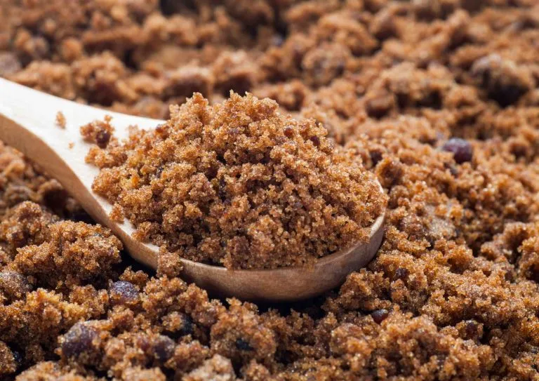 brown sugar on the wooden spoon