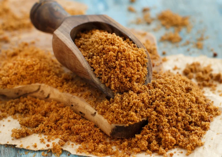 brown sugar on the wooden spoon