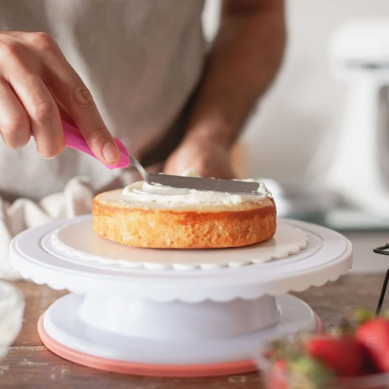 woman baking a cake