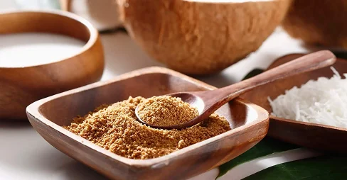 sugar on the wooden plate