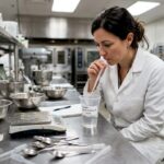 Food scientist taste testing sweetener sample